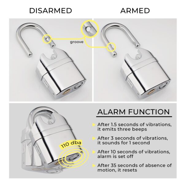 Silver Alarm Padlock